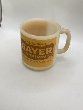 Bayer Aspirin Promotional Milk Glass Mug vintage